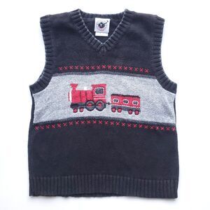 Good Lad Of Philadelphia Sweater Vest Boys 4T Vintage Train Blue Red Gray V Neck